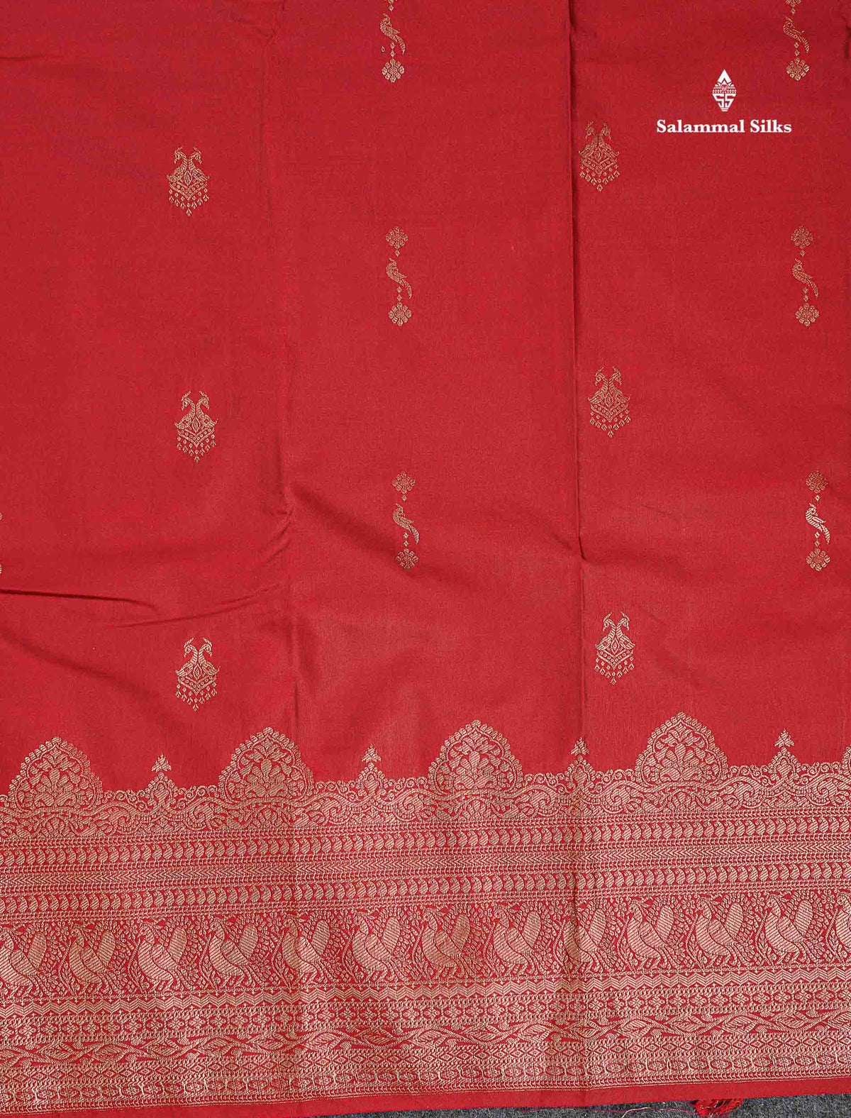 Semi Silk Saree - Maroon Colour Body Zari Butta With Traditional Turning Border