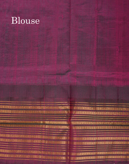 Sea Green Pure Silk Cotton Saree With Contrast Magenta Traditional Evening Moning Border