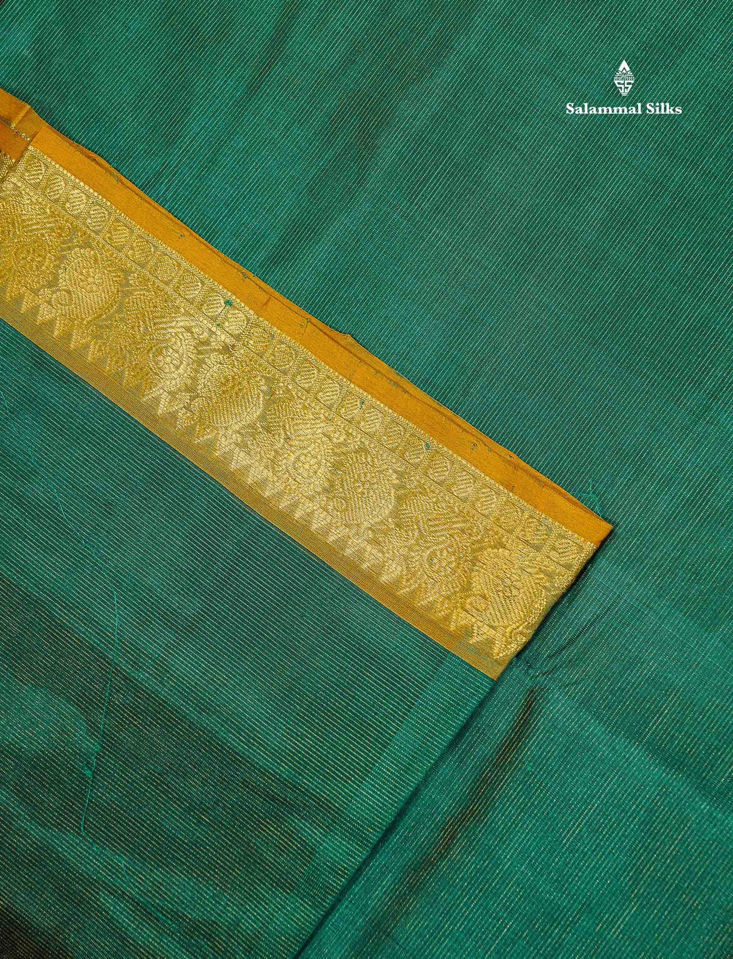 Pure Silk Cotton Saree - Green Vaira Oosi Lines Along With Contrast Mustard Yellow Traditional Border