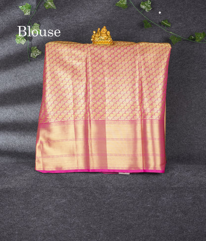 Semi Silk Pattu Pavadai ( Yellow Green Tissue ) With Gold Blouse  44"