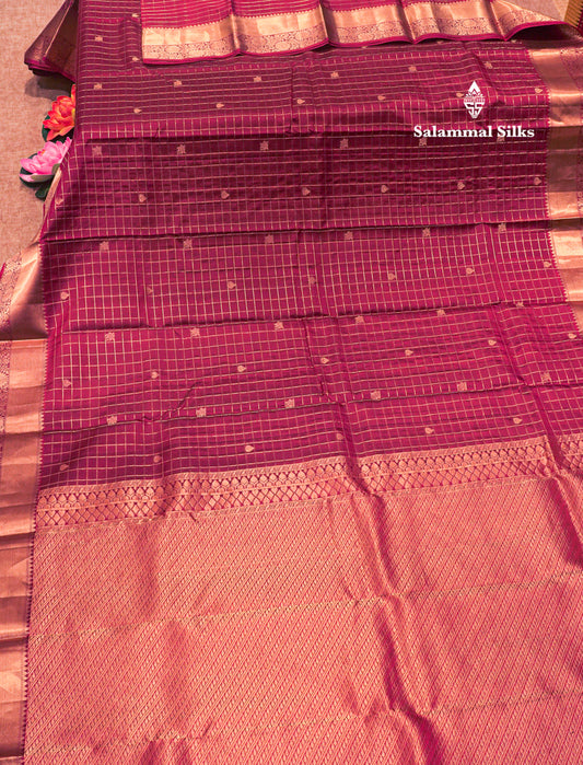Maroon Colour Kanjivaram Pure Silk Saree With Gold Zari Border