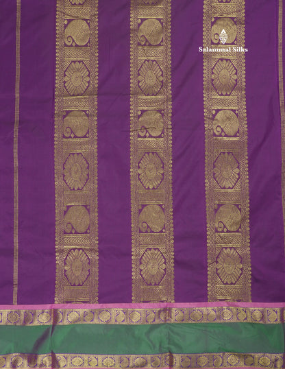 10 Yards Art Silk Saree Green with Traditional Rettapet Border