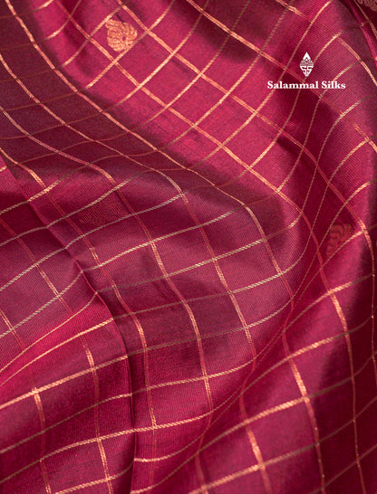 Maroon Colour Kanjivaram Pure Silk Saree With Gold Zari Border