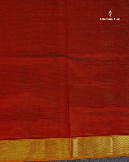 Pure Silk Cotton Saree - Maroon Vaira Oosi Lines Along With Contrast Mango Yellow Traditional Border