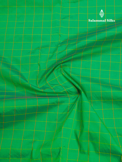 9 Yards Semi Silk Saree Green with Gold Zari Border