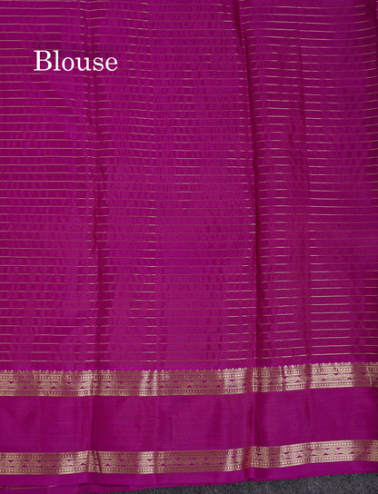 Beautiful Grey Traditional Checks And Buttas Pure Kanjivaram Silk Saree With Contrast Violet Border