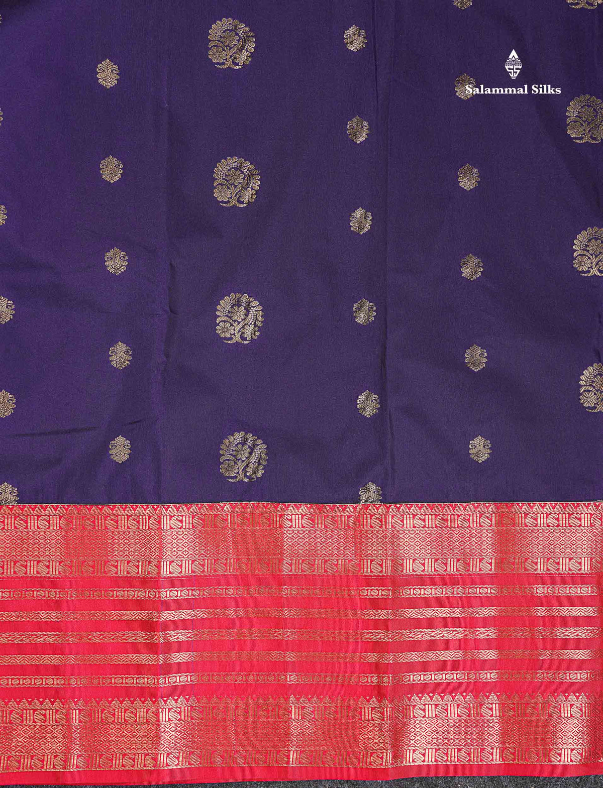 Semi Silk Saree - Brinjal Colour Body Zari Butta With Contrast Red Evening Morning Border