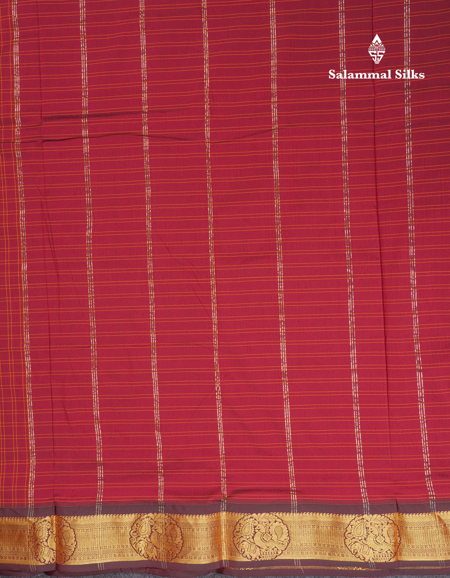 9.5 Yards Semi Silk Saree Maroon With Traditional Border
