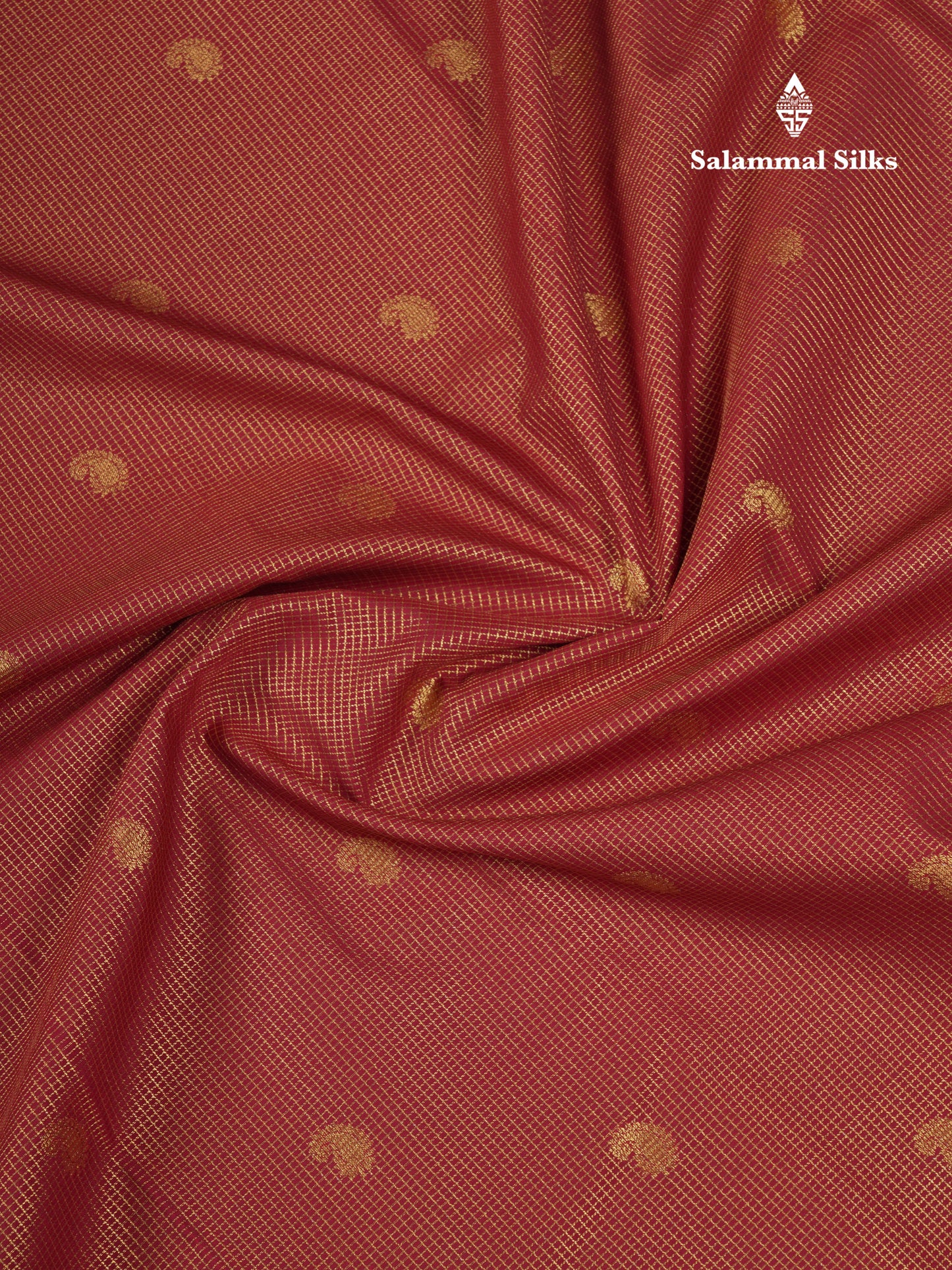 Beautiful Rust Orange Tiny Zari Checks With Butta Semi Silk Saree With Contrast Cream Sandal Traditional Border
