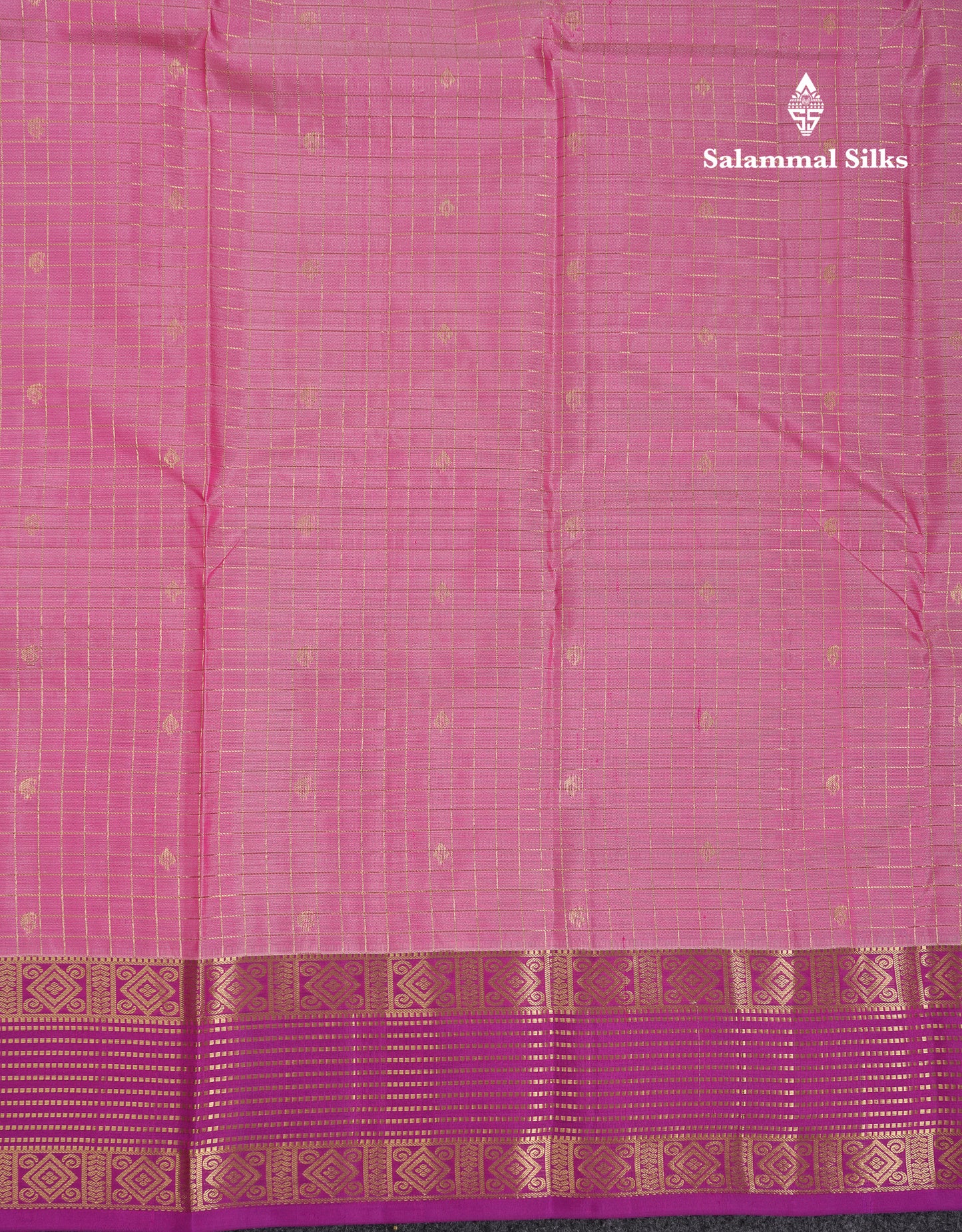 Beautiful Parrot Green Traditional Checks And Buttas Pure Kanjivaram Silk Saree With Contrast Violet Border