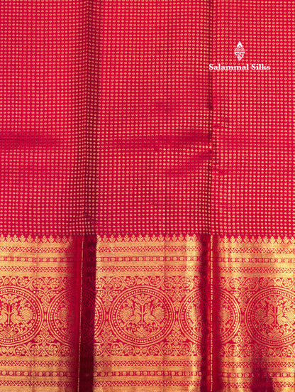 Red Colour Kanjivaram Pure Silk Saree With Traditional Gold Zari Border
