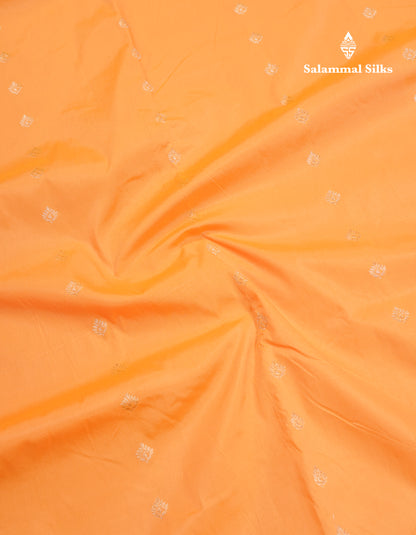 9 Yards Semi Silk Saree Light Orange With Contrast Maroon Border