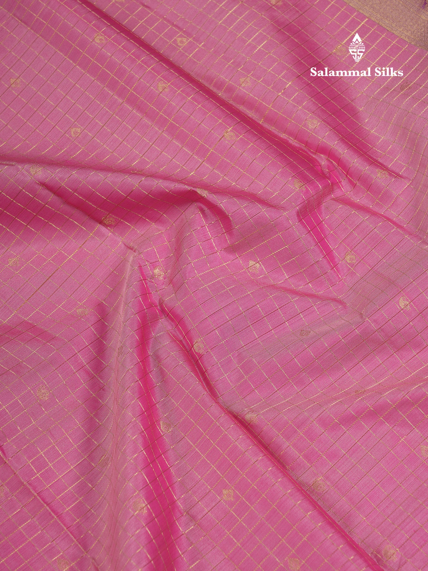 Beautiful Parrot Green Traditional Checks And Buttas Pure Kanjivaram Silk Saree With Contrast Violet Border