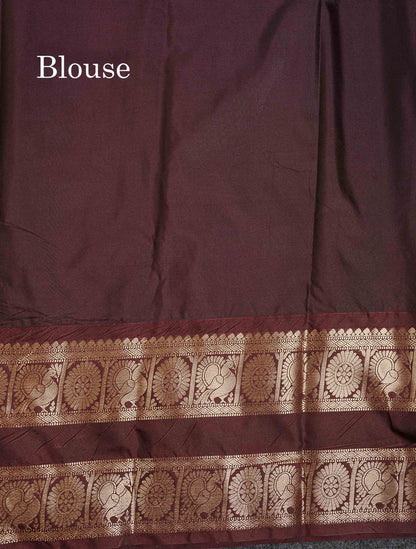 Semi Silk Saree - Rust Orange Colour Body Zari Butta With Contrast Dark Brown Evening Morning Border