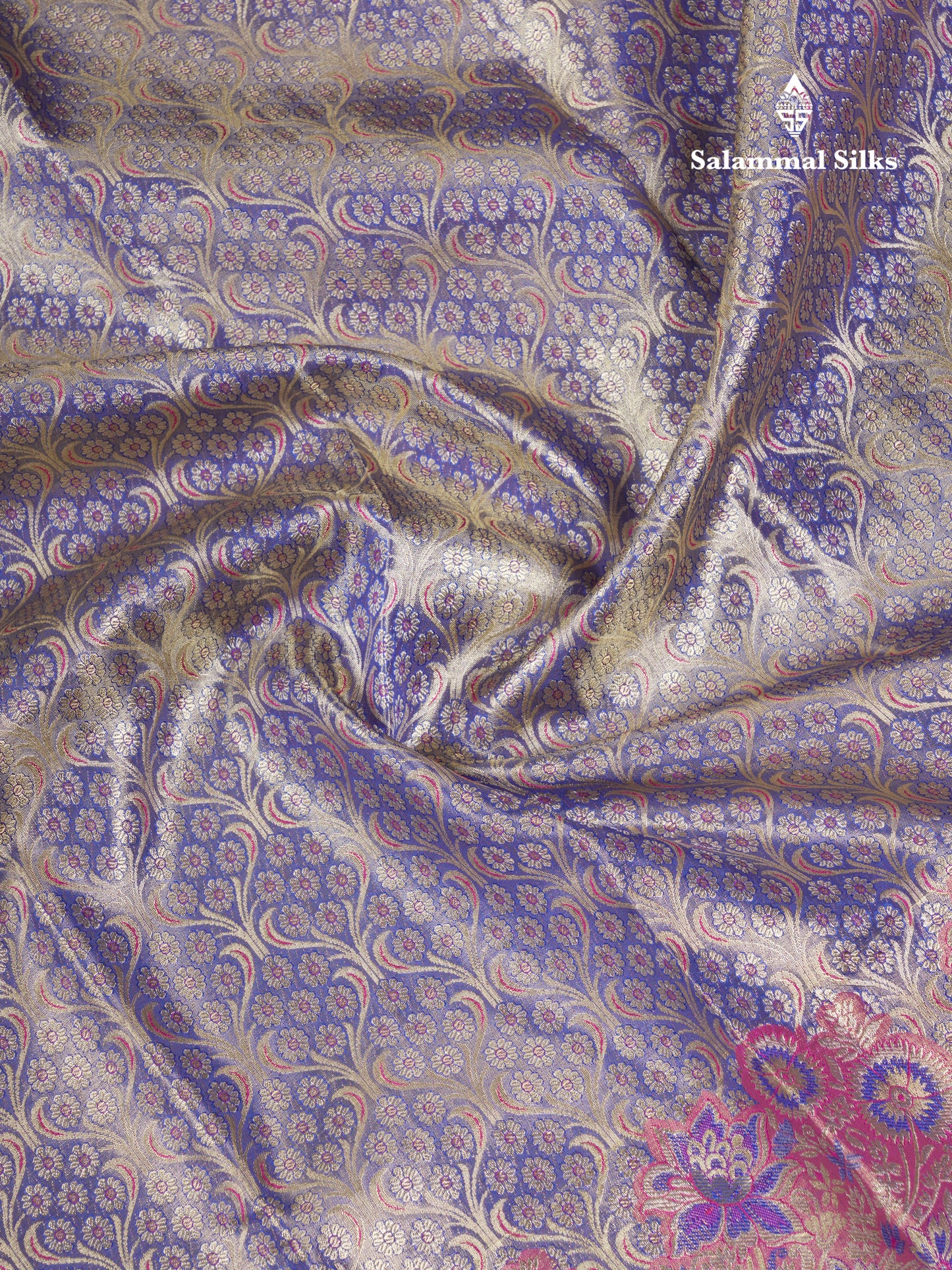 Beautiful Light Violet Tissue Bridal Menakari Work Pure Kanjivaram Silk Saree With Contrast Pink Fancy Border