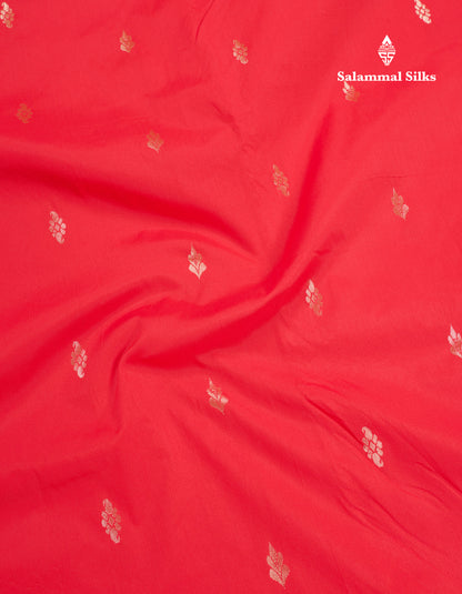 9 Yards Semi Silk Saree Chilly Red With Contrast Bottle Green Gap Border
