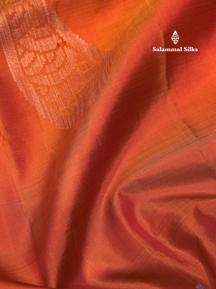 Fancy Peach Orange Colour Pure Kanjivaram Silk Saree