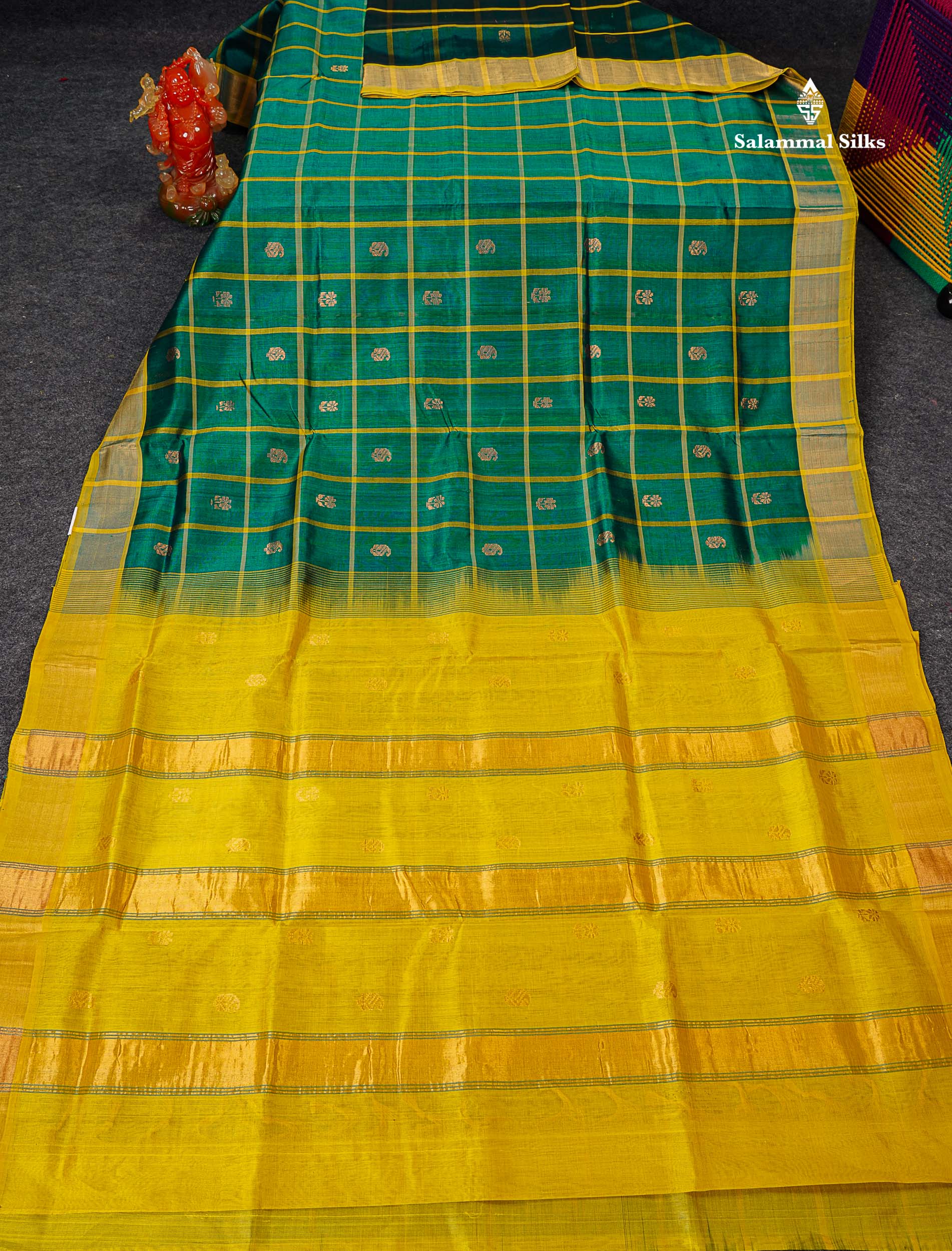 Full View Of Green Pure Silk Cotton Saree