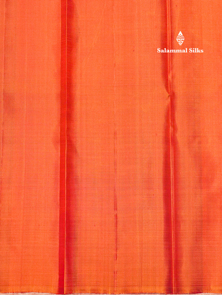 Fancy Peach Orange Colour Pure Kanjivaram Silk Saree