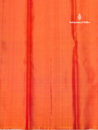 Fancy Peach Orange Colour Pure Kanjivaram Silk Saree