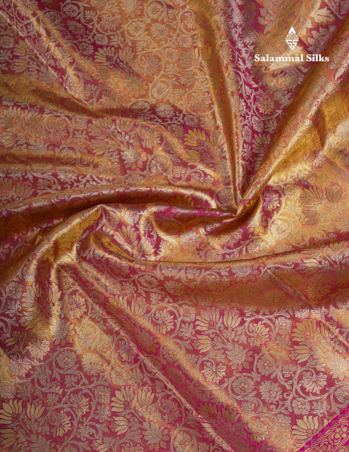 Beautiful Pink Tissue Bridal Menakari Work Pure Kanjivaram Silk Saree With Contrast Magenta Pink Fancy Border