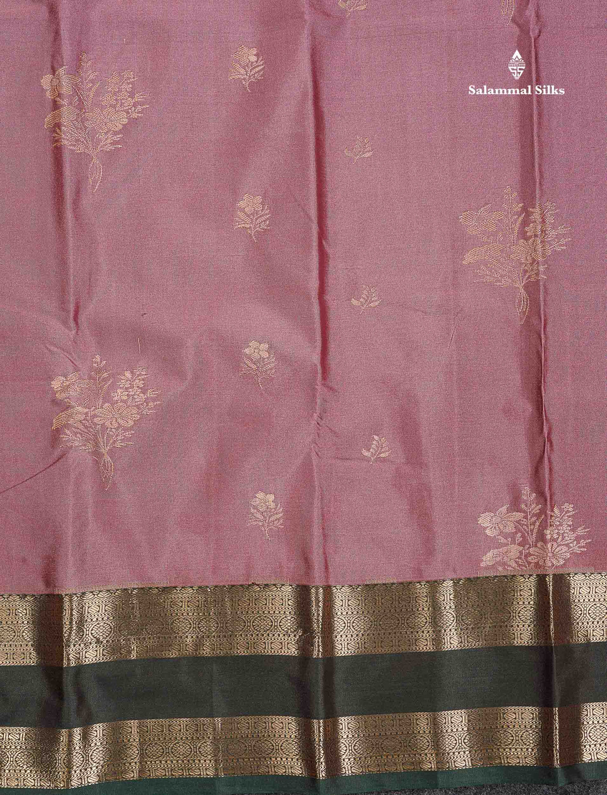 Semi Silk Saree - Olive Mustard Yellow Colour Body Zari Butta With Bottle Green Gap Border