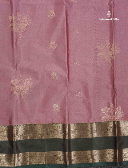 Semi Silk Saree - Olive Mustard Yellow Colour Body Zari Butta With Bottle Green Gap Border