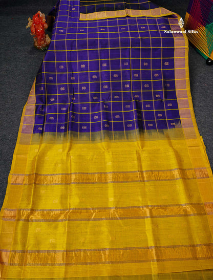 Full View Of Violet Pure Silk Cotton Saree 