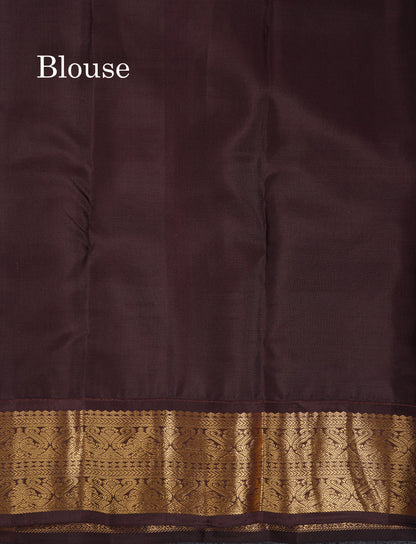 Beautiful Magenta Pink Pure Kanjivaram Silk Saree With Traditional Dark Brown Border