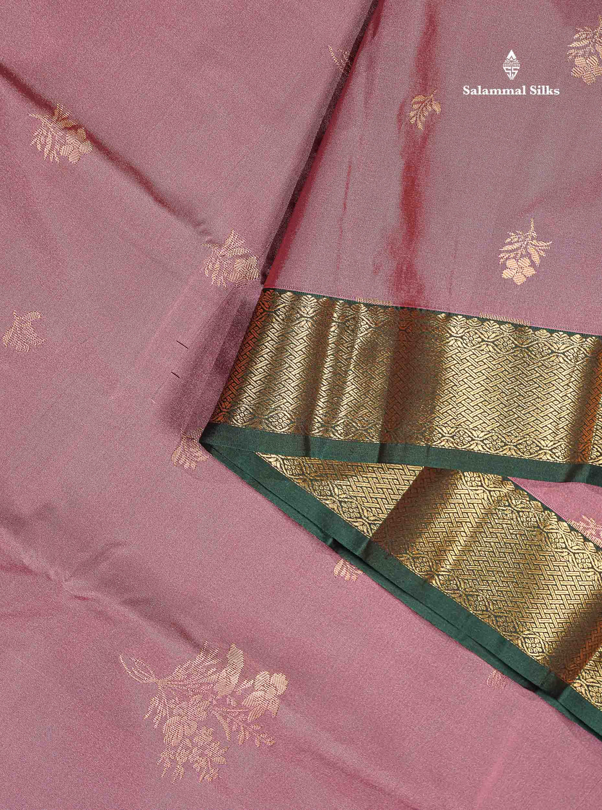 Semi Silk Saree - Olive Mustard Yellow Colour Body Zari Butta With Bottle Green Gap Border