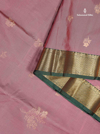 Semi Silk Saree - Olive Mustard Yellow Colour Body Zari Butta With Bottle Green Gap Border