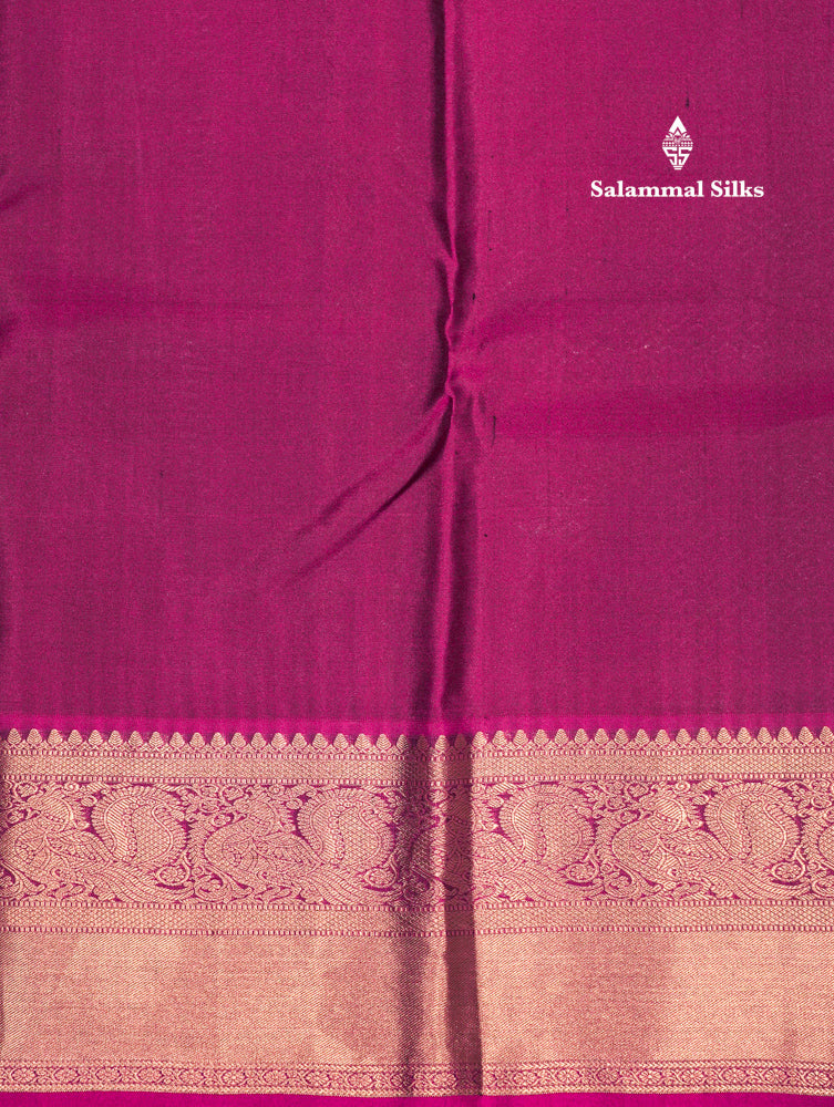 Green Colour Kanjivaram Pure Silk Saree With Magenta Traditional Border