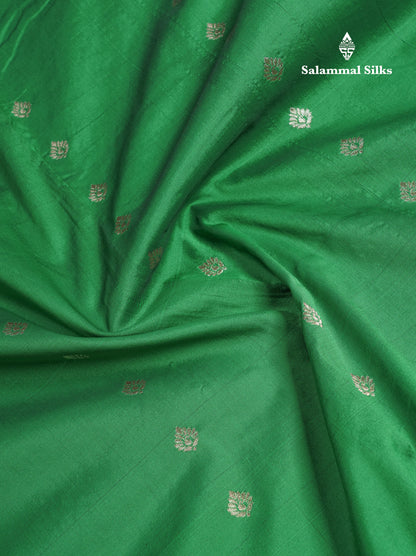 9 Yards Semi Silk Saree Saffire Green With Contrast Pink Traditional Border