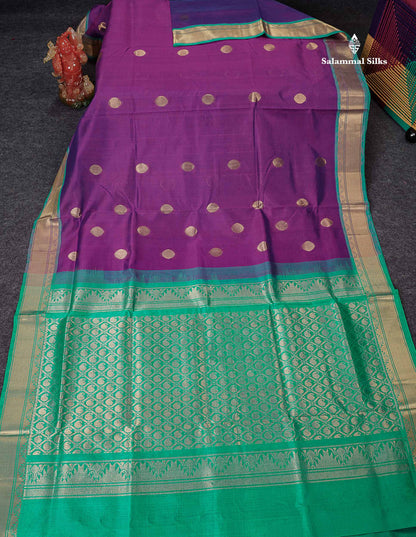 Full View Of Purple Pure Silk Cotton Saree 