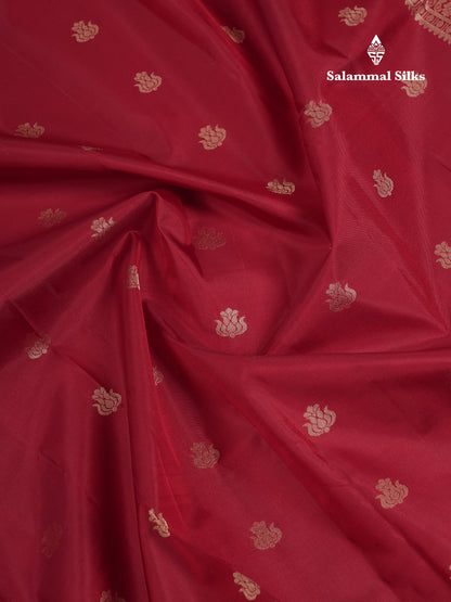 Beautiful Dark Maroon Pure Kanjivaram Silk Saree With Traditional Rettapet Border