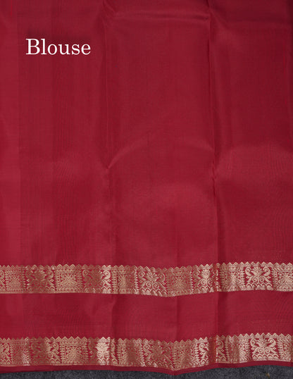 Beautiful Dark Maroon Pure Kanjivaram Silk Saree With Traditional Rettapet Border