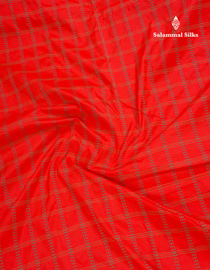 9 Yards Semi Silk Saree Red With Contrast Bottle Green Border