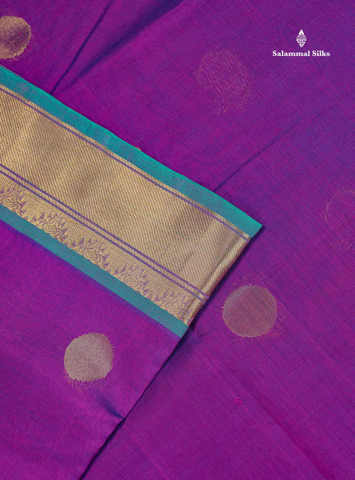 Pure Silk Cotton Saree - Purple Colour Body With Butta