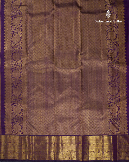Beautiful Dark Violet Bridal Pure Kanjivaram Silk Saree With Traditional Border