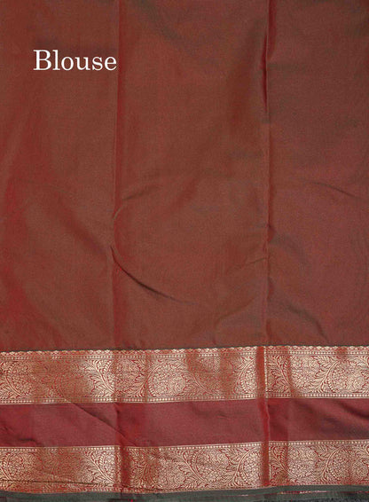 Semi Silk Saree - Olive Mustard Yellow Colour Body Zari Butta With Bottle Green Gap Border