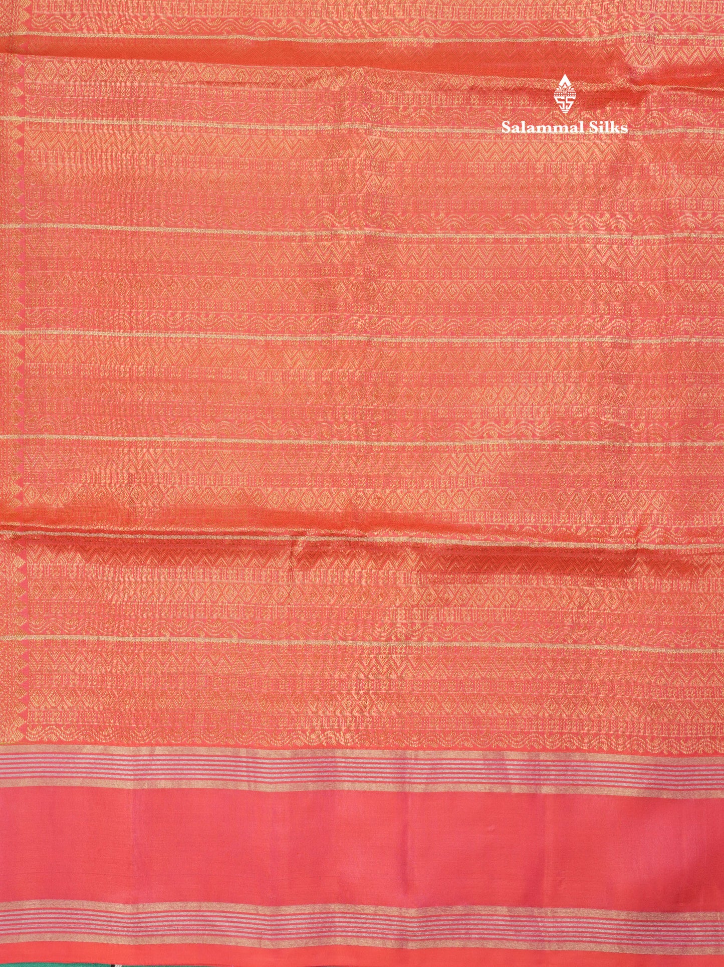 Beautiful Sea Green Pure Kanjivaram Soft Silk Saree With Contrast Pinkish Orange Border