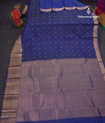 Beautiful Royal Blue Pure Kanjivaram Silk Saree With Traditional Border