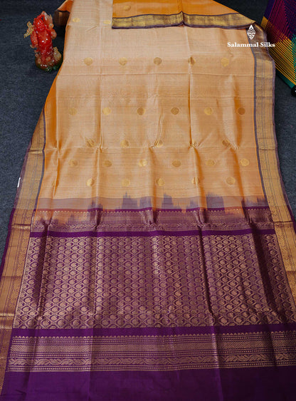 Full View Of Peach Pure Silk Cotton Saree