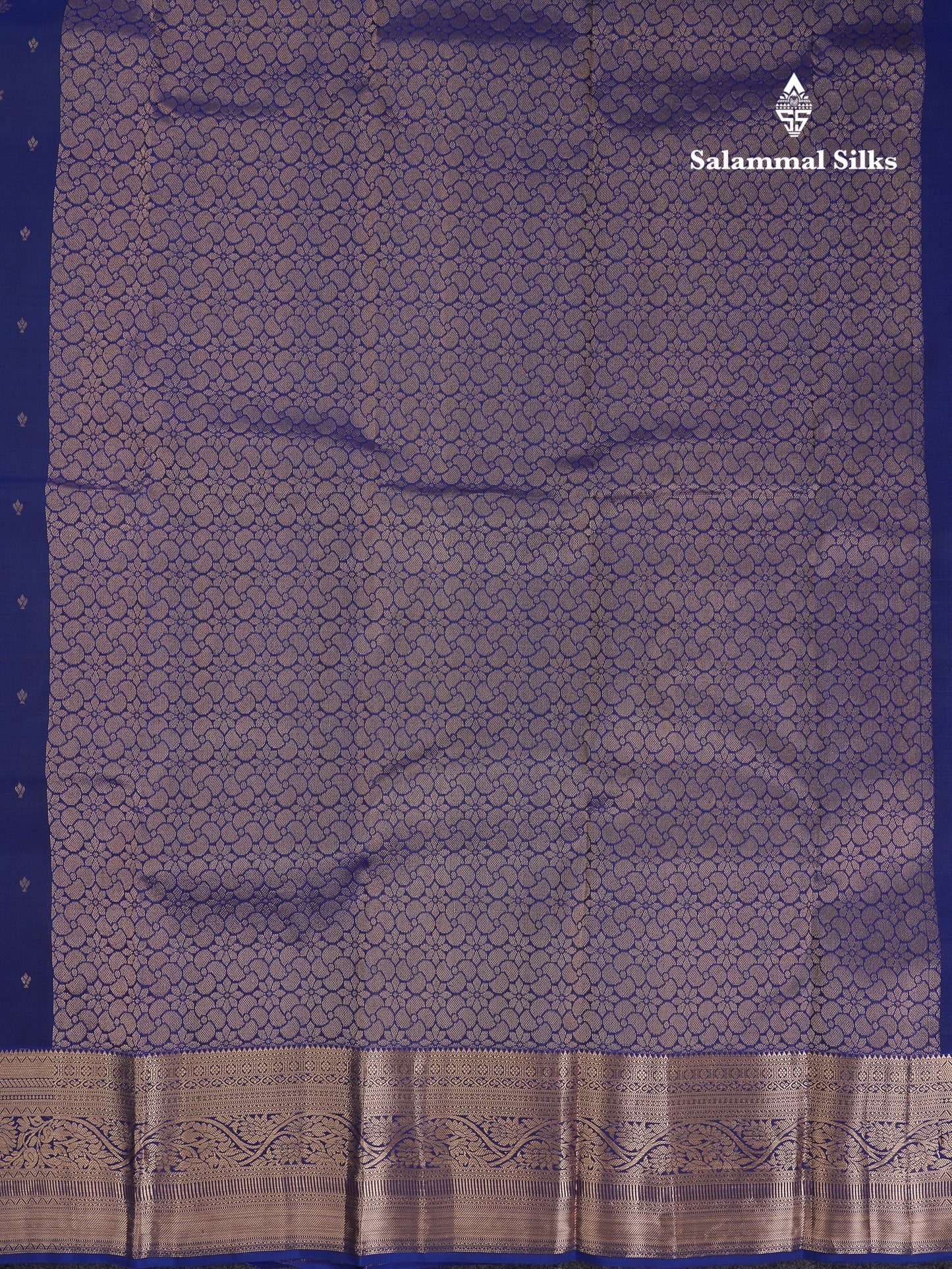 Beautiful Royal Blue Pure Kanjivaram Silk Saree With Traditional Border