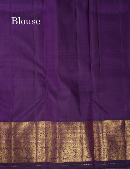 Beautiful Dark Violet Bridal Pure Kanjivaram Silk Saree With Traditional Border