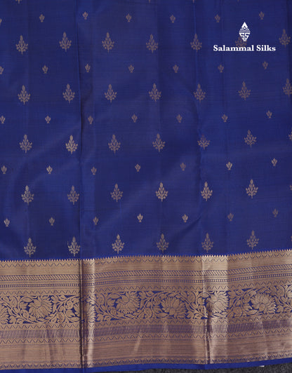 Beautiful Royal Blue Pure Kanjivaram Silk Saree With Traditional Border