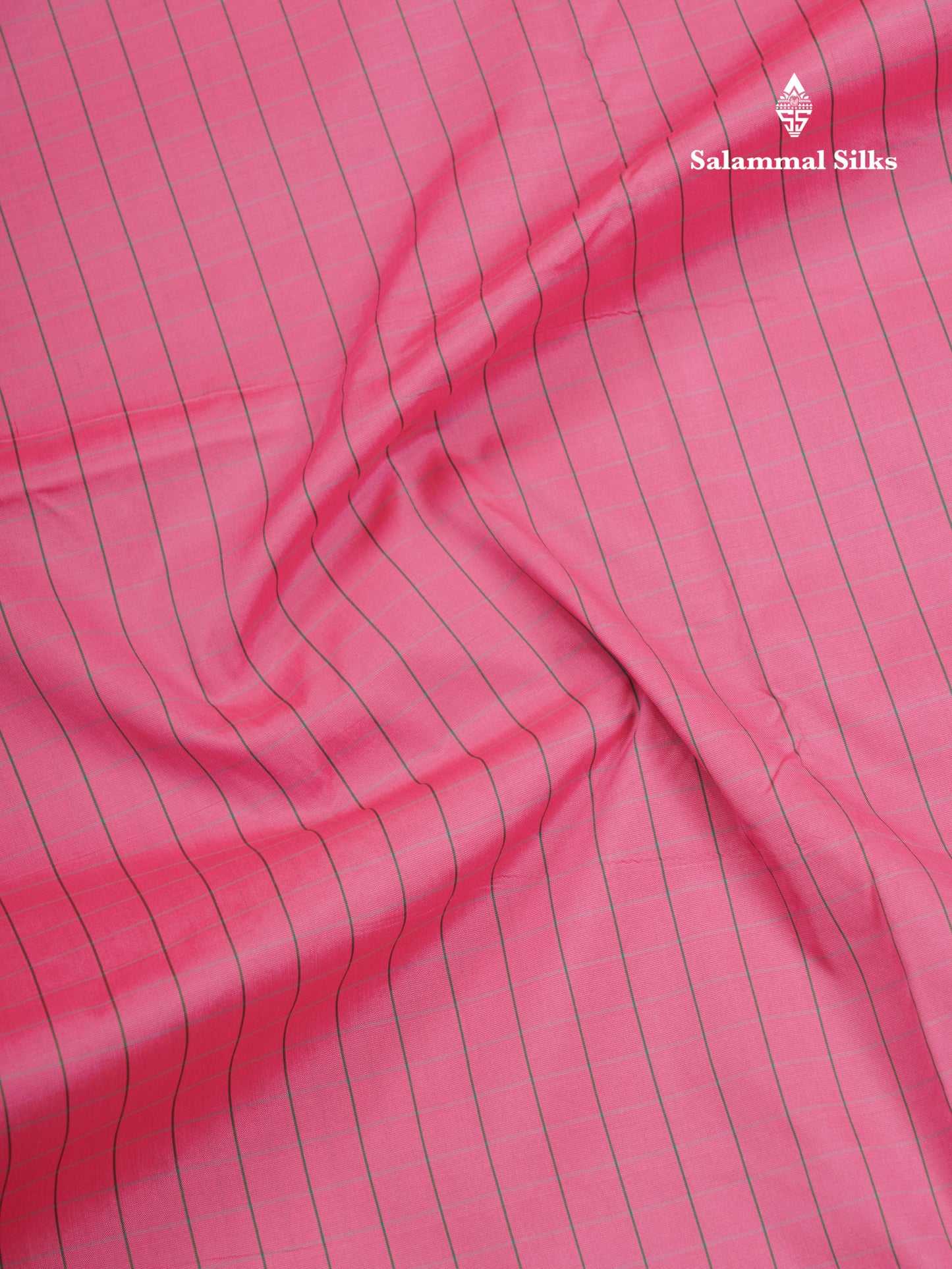 9 Yards Semi Silk Saree Pink Small Checks With Contrast Bottle Green Border
