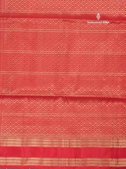 Beautiful Blue Pure Kanjivaram Soft Silk Saree With Contrast Red Traditional Border