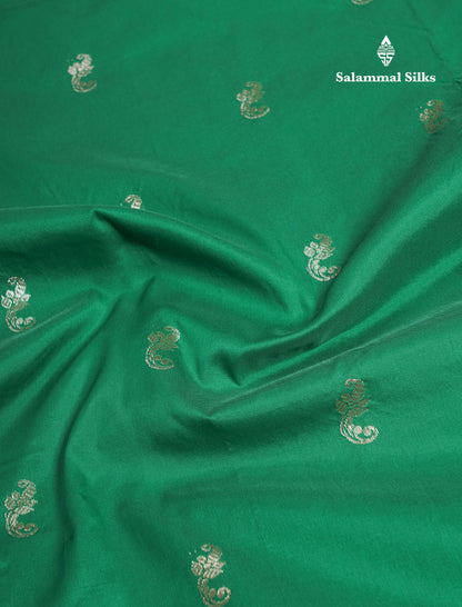 9 Yards Semi Silk Saree Saffire Green With Contrast Purple Traditional Border