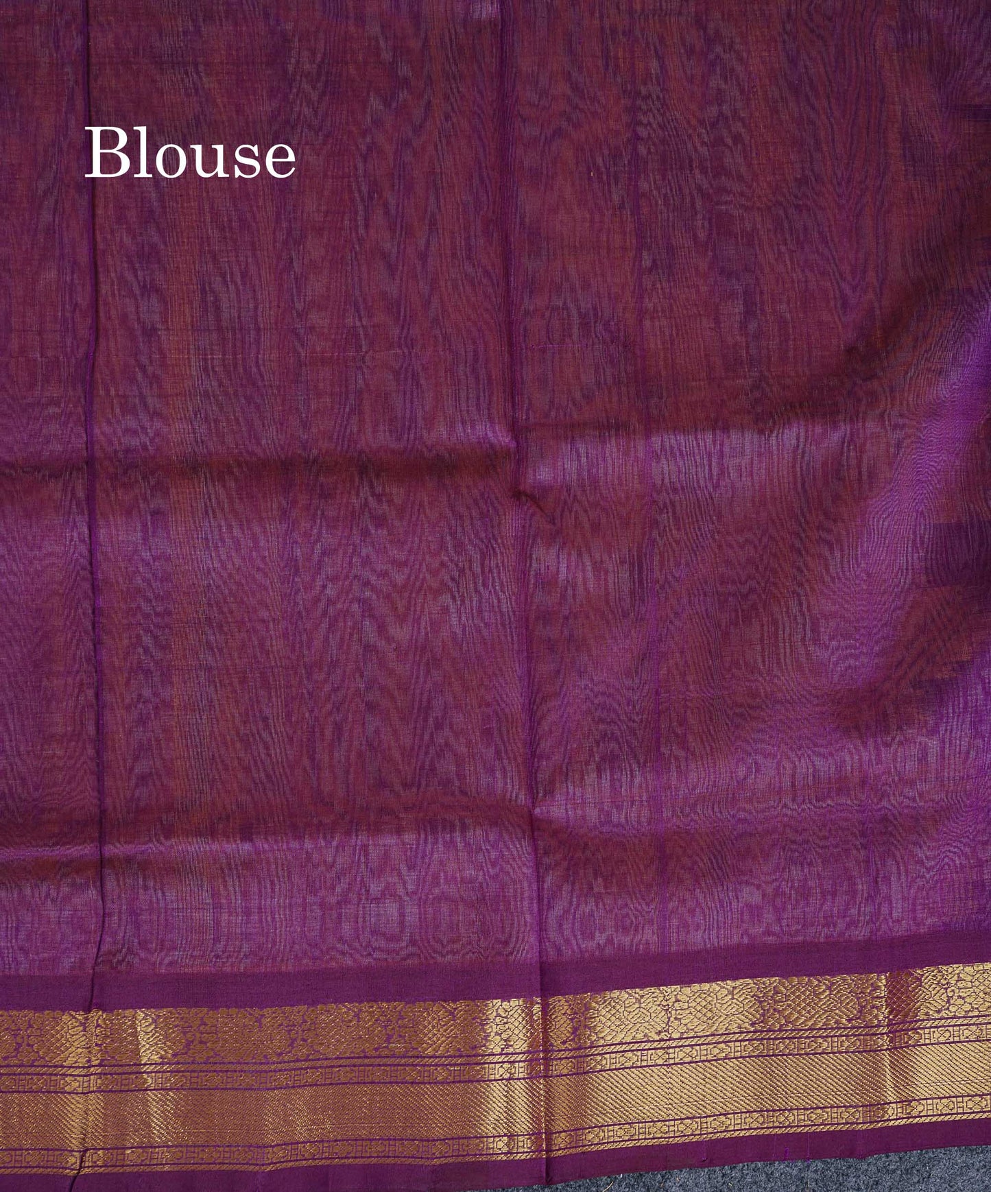 Contrast Dark Purple Blouse Of Peach Pure  Silk Cotton Saree
